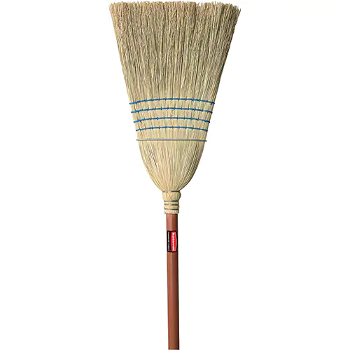 Rubbermaid Commercial Products Warehouse Heavy Duty Corn Broom, 1 1/8" Wood Handle, Blue