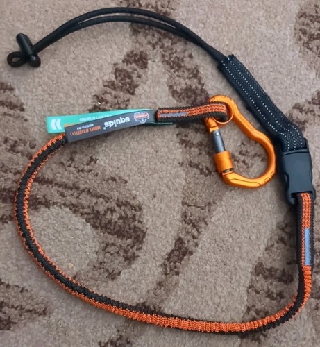 Squids 3102F(x) Tool Lanyard – Detachable Carabiner and Cinch Loop – 5lbs, Orange and Gray, Standard (38in – 70in (96cm – 178cm)