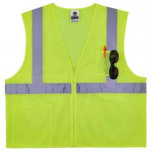 GloWear 8256Z Self-Extinguishing Hi-Vis Safety Vest – Type R, Class 2, Zipper, Lime, L/XL
