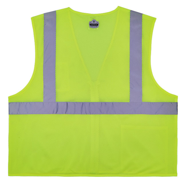 GloWear 8256Z Self-Extinguishing Hi-Vis Safety Vest – Type R, Class 2, Zipper, Lime, 4XL/5XL