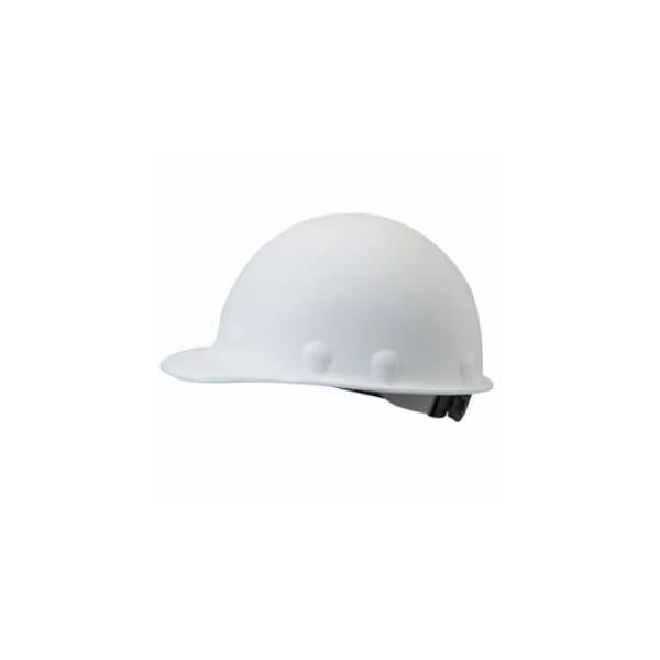 Roughneck P2 : White Fibre Metal Roughneck Fibreglass Cap Style Hard Hat With 8 Point Ratchet Suspension