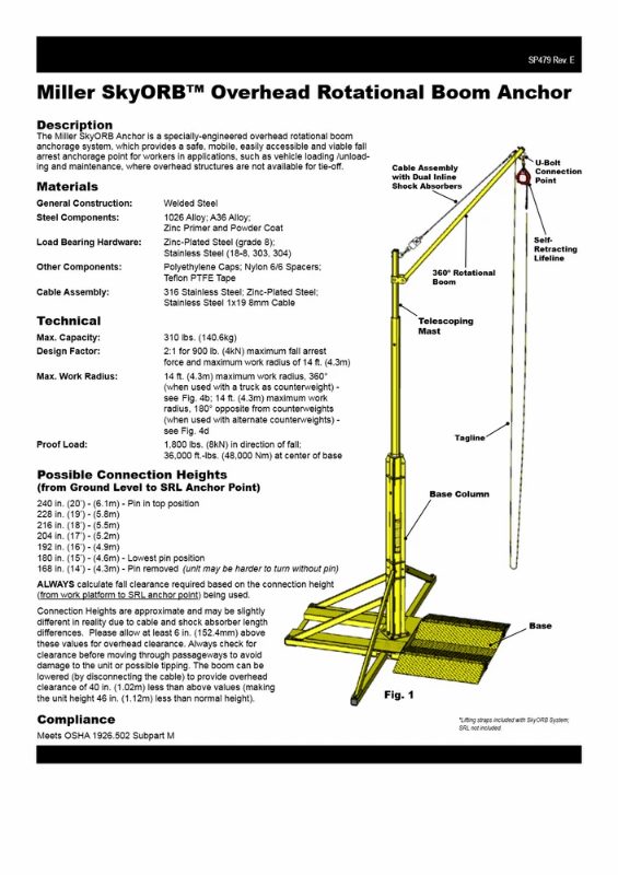 Miller SkyORB Overhead Rotational Boom Anchor : Cable Assembly Skyorb