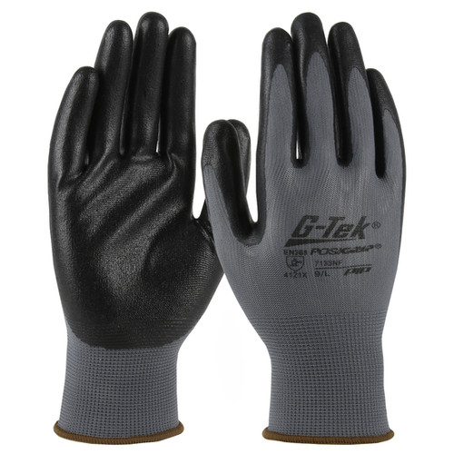 Pure Fit 13 Nylon Black Nitrile Palm & Fingertips Gray 375 : Size S