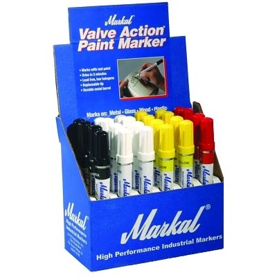 VALVE ACTION PAINT MARKER ROUND DISPLAY-10BLK/10WH/10YEL