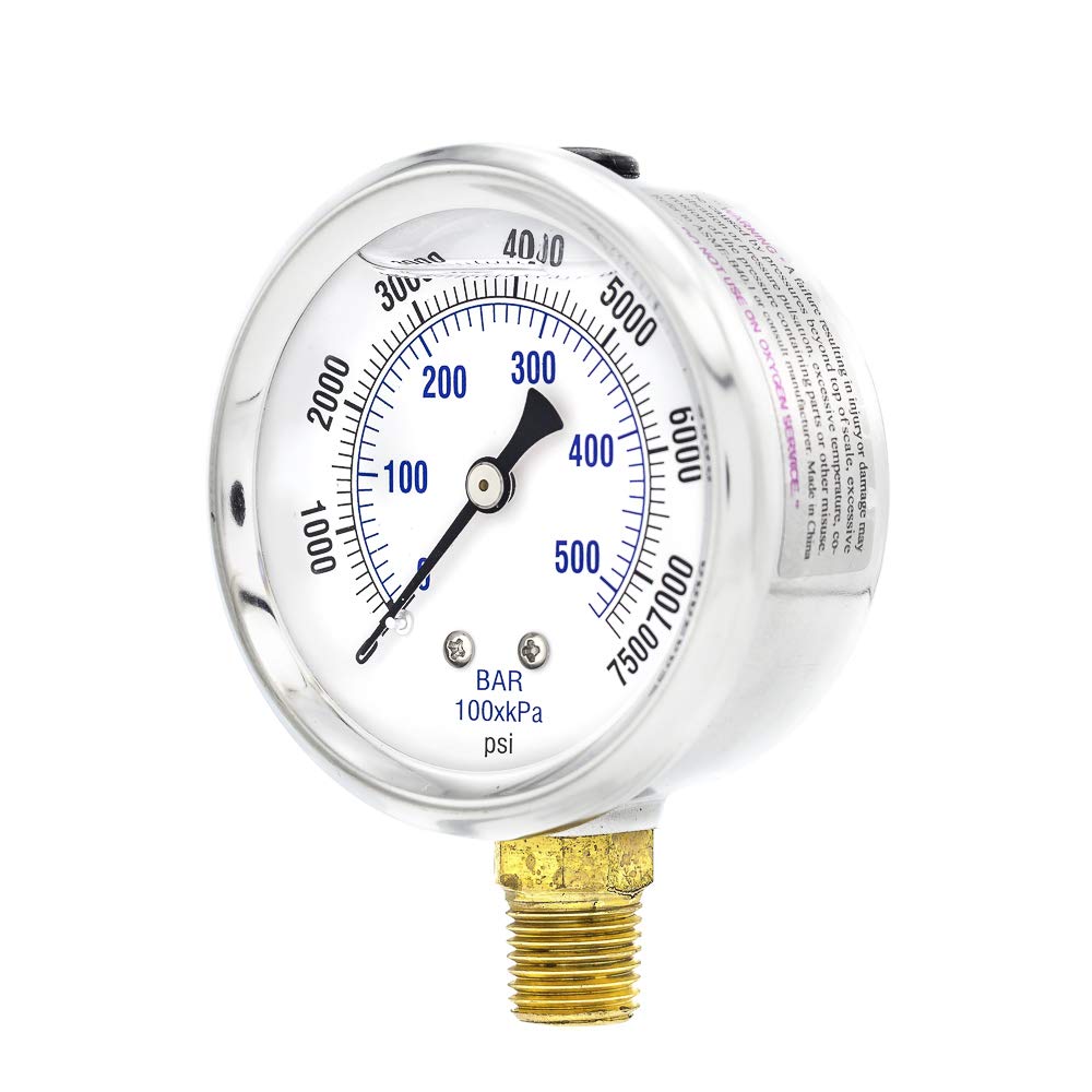 GAUGE,PRESSURE,0-7500 PSIG,MALE,BRASS