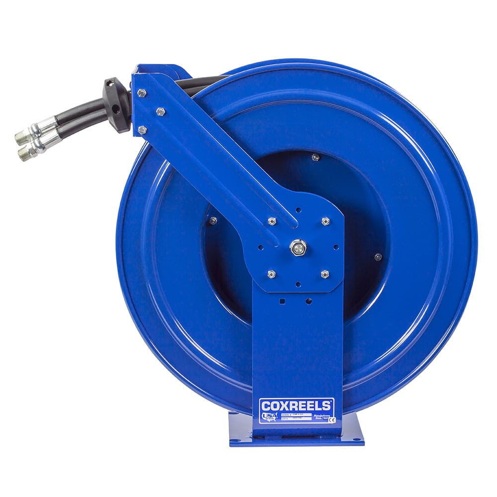 Coxreels Extreme Duty Dual Hydraulic Spring Rewind Hose Reel: 1/2" I.D., 50' hose capacity, 2,500 PSI
