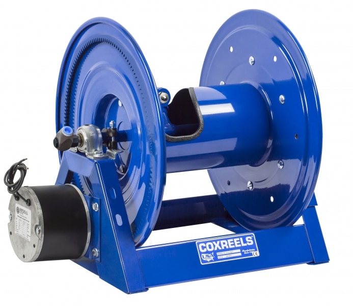 Coxreels Hand Crank Air Motor Hose Reel: 1/4" I.D., 200' hose capacity, less hose, 10000 PSI, Outlet: –4JIC Male