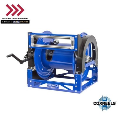 Coxreels Front Bevel Geared Hand Crank Hybrid Frame Hose Reel: 1" I.D., 250' less hose, 3000 PSI