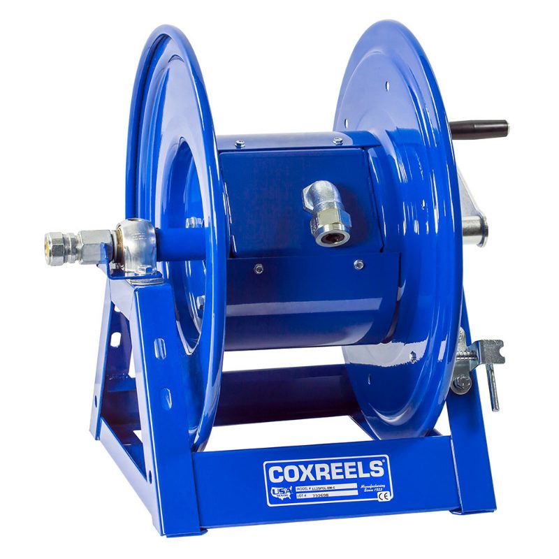 Coxreels Bevel Gear Crank Cord Reel: 3 Conductors, 125' of 8/4 cord capacity, less cord, 600V, 40 AMPS
