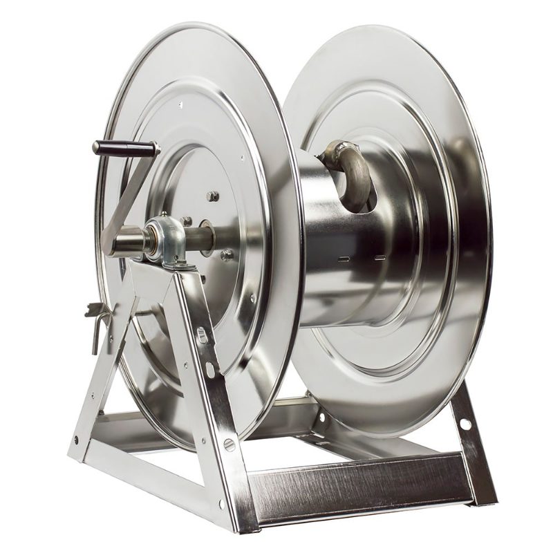 Coxreels Stainless Steel Compressed Air #4 Gast Motor Rewind Hose Reel: 3/4" I.D., 200' hose capacity, less hose, 3000 PSI