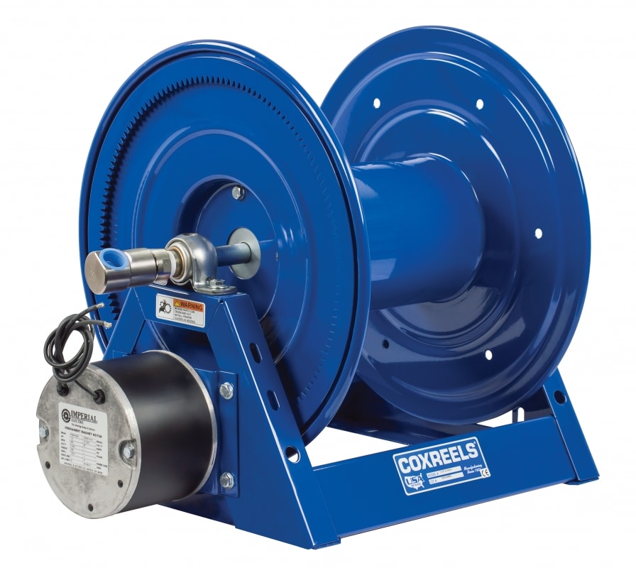 Coxreels Stainless Steel Hydraulic Rewind Hose Reel: 3/4" I.D., 200' hose capacity, less hose, 3000 PSI