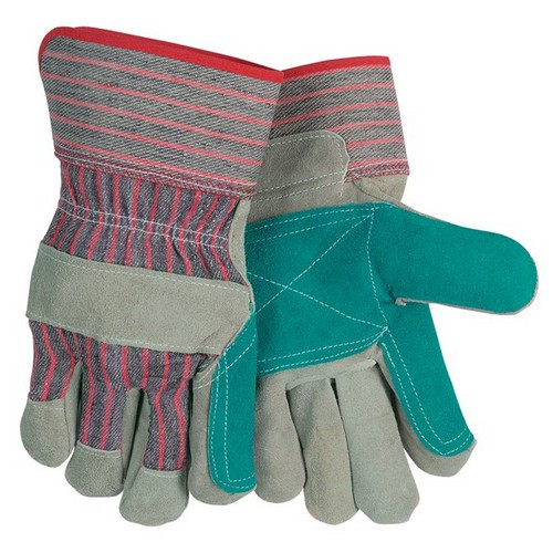 MCR Safety Gloves Split Lthr Jointed Dbl Palm w/Rbr Cuff (1211J)