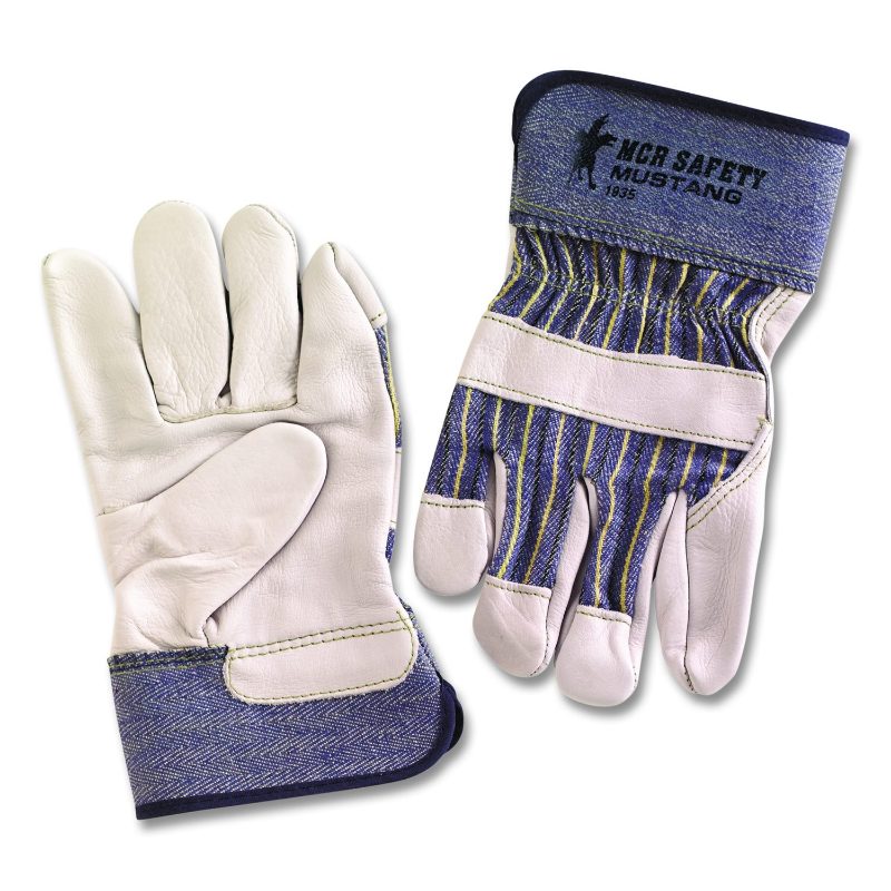 MCR Safety Gloves Gunn Leather/Stripe Fabric (1220S)