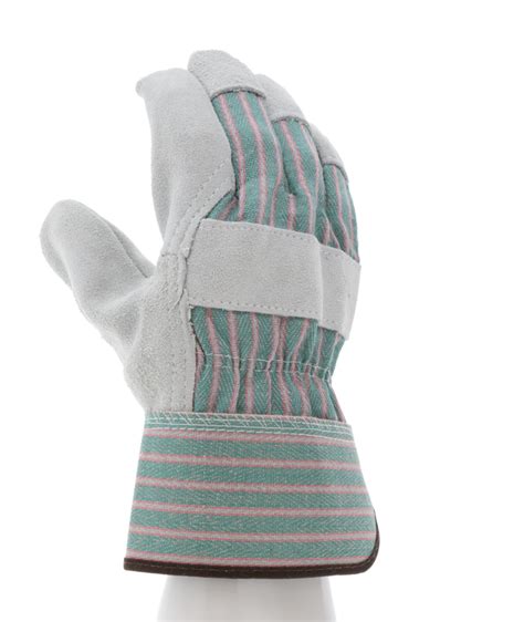 MCR Safety Gloves Green/Pink Gauntlet Leather Palm (1231)