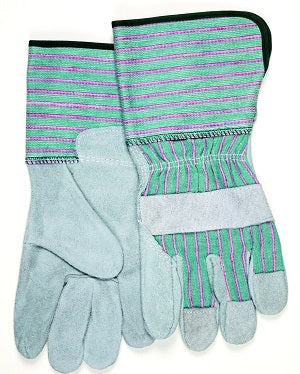 MCR Safety Gloves Green/Pink Gauntlet Leather Palm (1231XL)