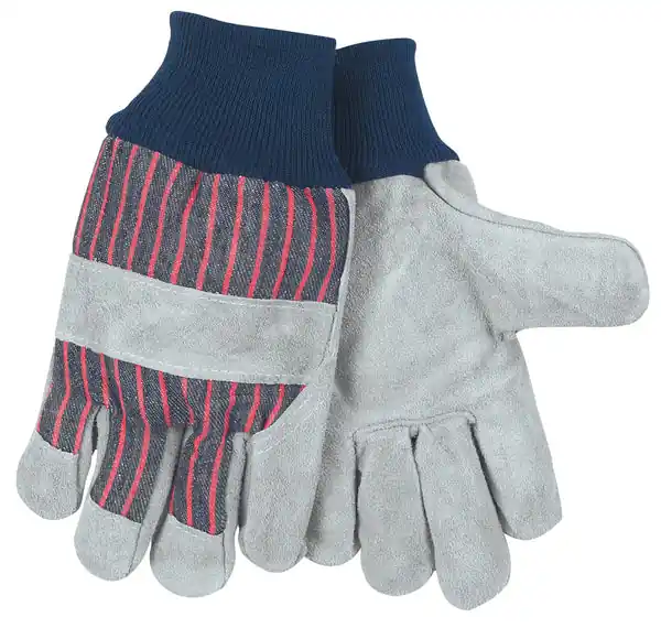 MCR Safety Gloves Leather Palm, Knit Wrist & Knuckle Strap (1235K)
