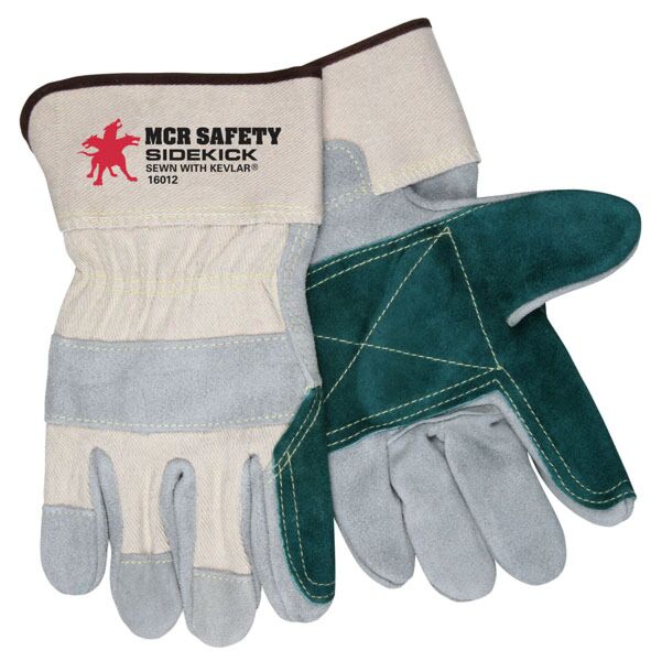 MCR Safety Gloves Side Double Leather Palm W/Kevlar (16012L)