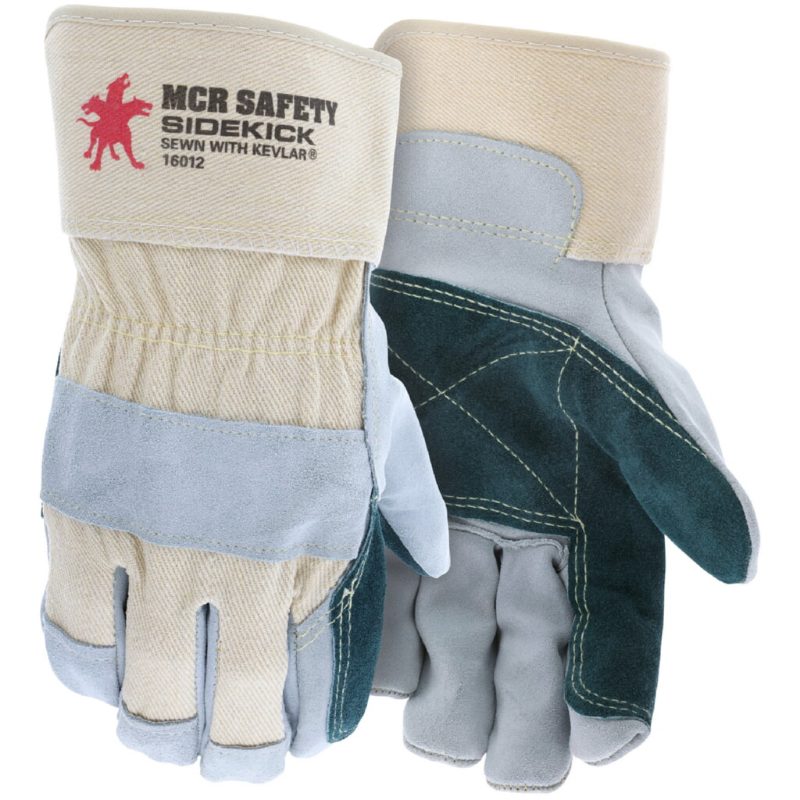 MCR Safety Gloves Side Double Leather Palm W/Kevlar (16012LN)
