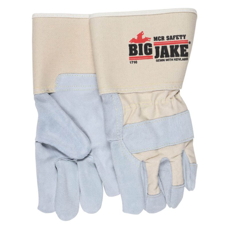 MCR Safety Gloves Big Jake Leather Palm, Gauntlet W/Kevlar (1710L)