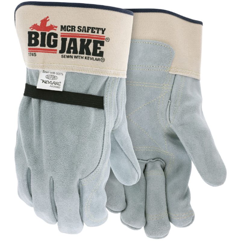 MCR Safety Gloves Full Lthr back 2.5" SC inside dbl palm (1745L)