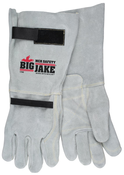 MCR Safety Gloves Full Lthr back 8" Gaunt inside dbl palm (1746XL)