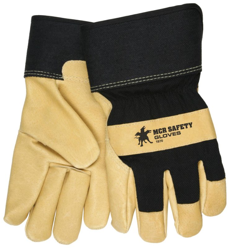 MCR Safety Gloves Grain Pig Lined Black Fabric Glove L (1970L)