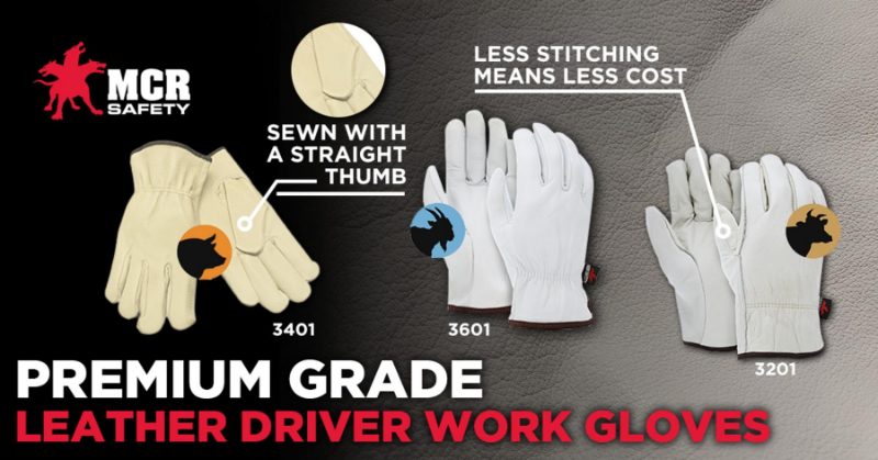 MCR Safety Gloves Cow Grain Drivers Glove w/Straight Thumb (3201L)