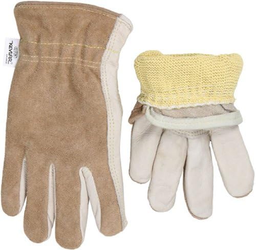 MCR Safety Gloves Cow Grain Drvr/Split Back Kevlar Lined L (3204KL)