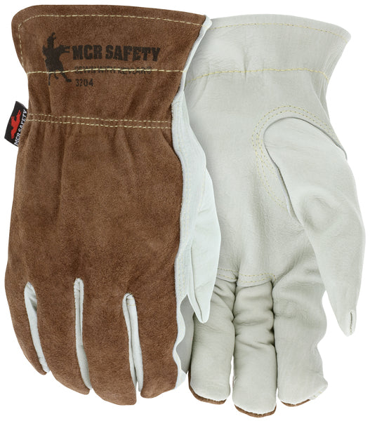 MCR Safety Gloves Cow Grain Drvr/Split Back Kevlar Lined X (3204KXL)