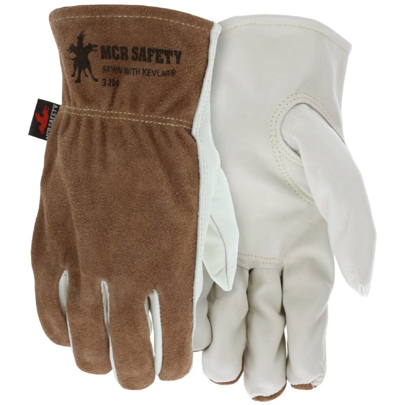 MCR Safety Gloves Cow Grain Drvr/Split Back Kevlar Key Thb (3204XXL)