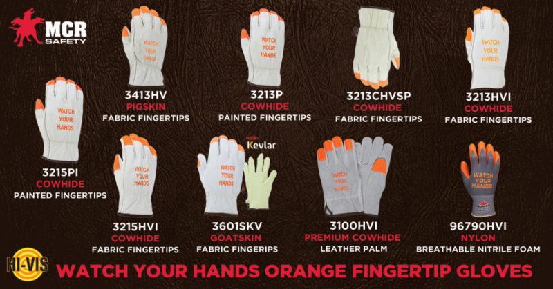 MCR Safety Gloves Ind Grd Pig Drvr Key HiViz Org FT/logo M (3413HVIM)
