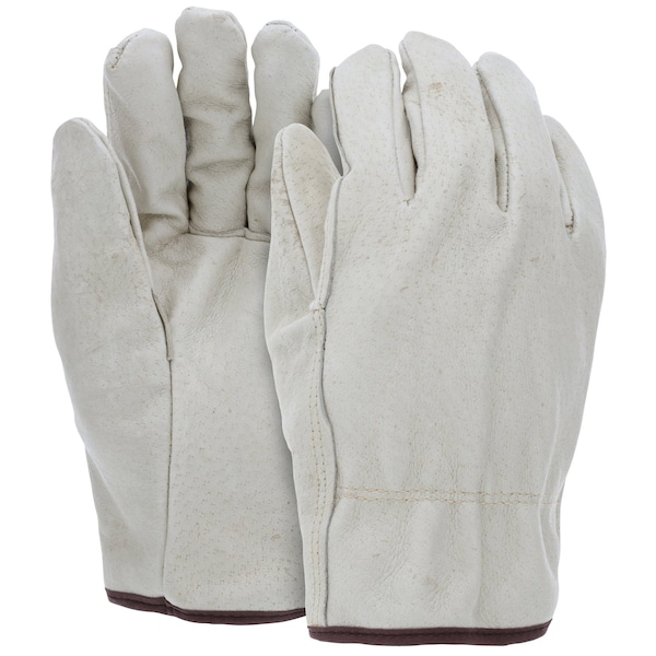 MCR Safety Gloves Ind Grade Pig Drvr White Fleece Lnd L (3452L)
