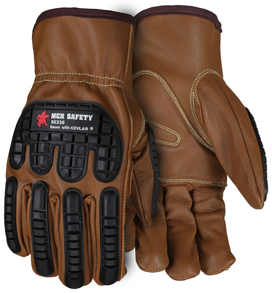 MCR Safety Gloves Oil Block Goat, Kevlar liner, TPR A5 s (36336KS)