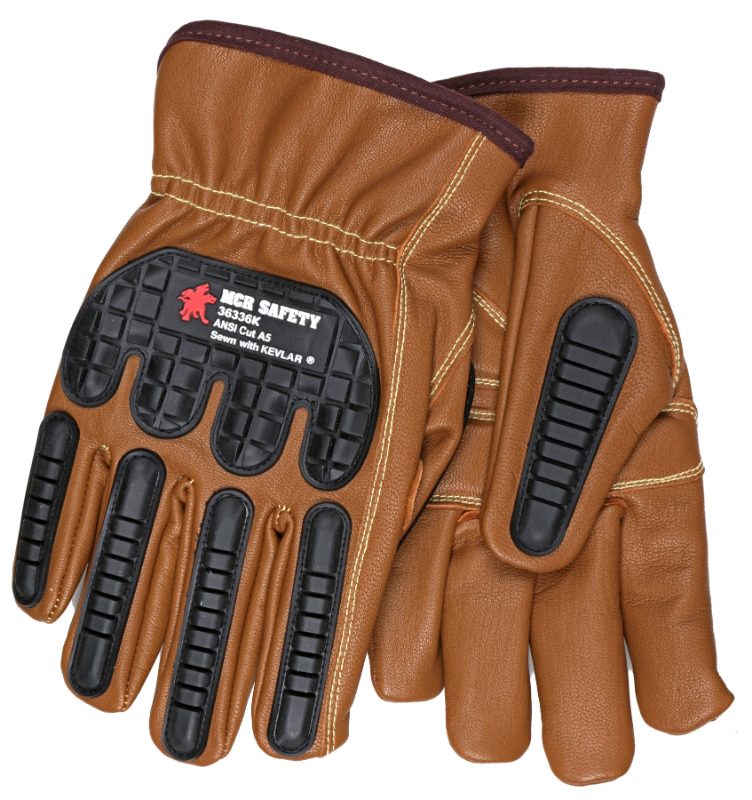 MCR Safety Gloves Oil Block Goat Kevlar Sewn TPR Padded DP (36336L)
