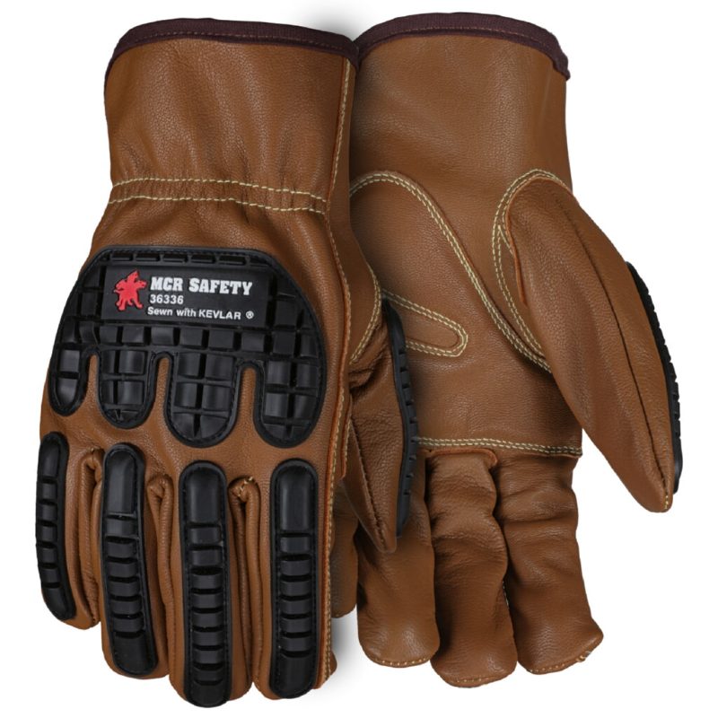 MCR Safety Gloves Oil Block Goat Kevlar Sewn TPR Padded DP (36336XL)