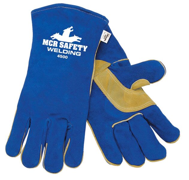 MCR Safety Gloves Blue, Select Leather Large Welders (4500L)