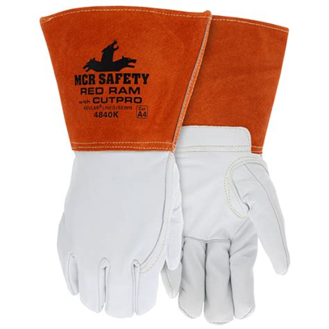 MCR Safety Gloves Gr Goat Red Ram Mig Kevlar Lined (4840KM)