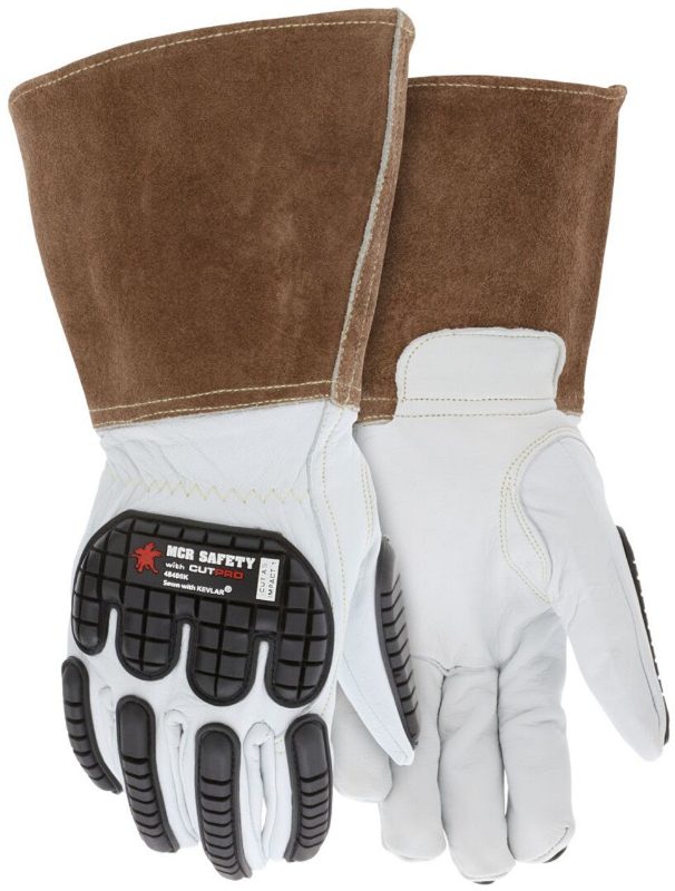 MCR Safety Gloves Goat Grain Cow Split Back Welder M (4890M)