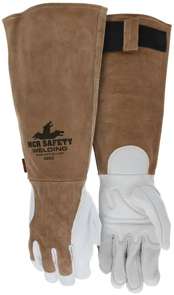 MCR Safety Gloves Goat Grain Cow Split Back Welder L (4891L)