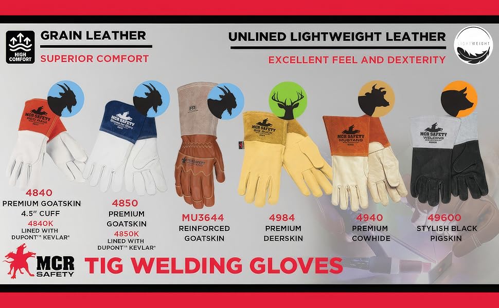 MCR Safety Gloves Mig Tig 5" Bell Cuff (4940L)
