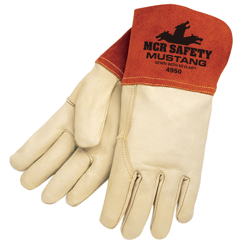 MCR Safety Gloves Mustang Cow Mig/Tig Weldr Sewn w/Kevlar (4950XL)