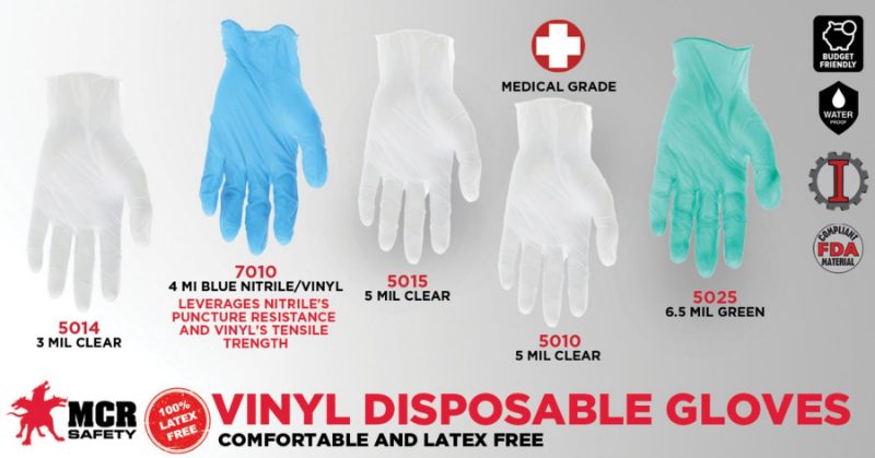 MCR Safety Gloves Vinyl Disp Medical Grade Pwd Free (5010S)