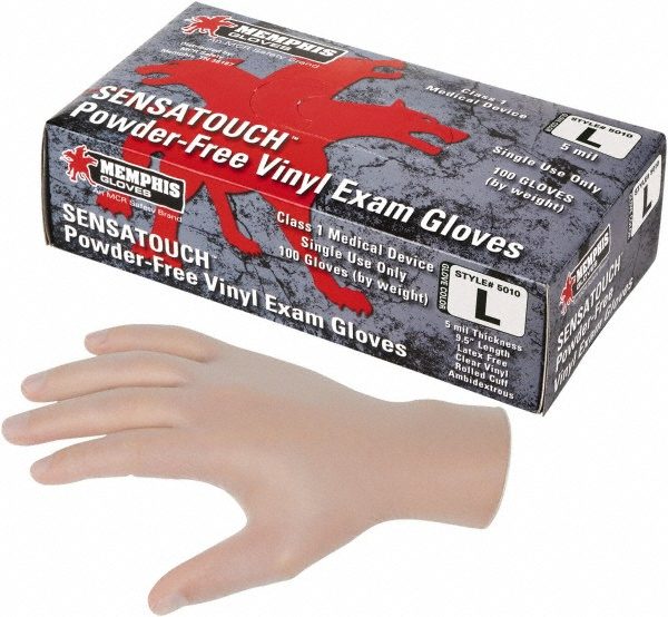 MCR Safety Gloves Vinyl Disposable Powder, Ind Grade (5019L)