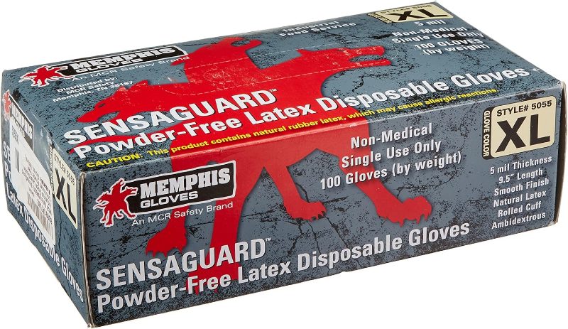 MCR Safety Gloves Latex Disposable Industrial Gr Pwd Free (5055XL)