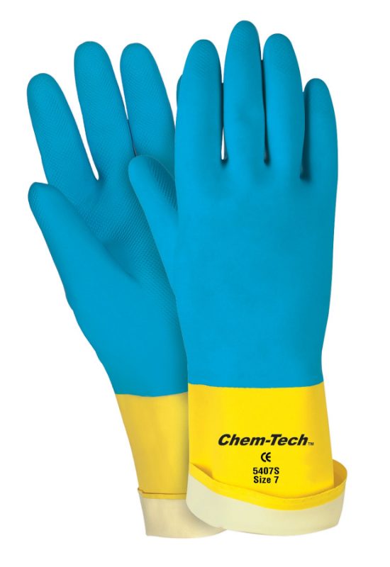 MCR Safety Gloves Neoprene On Latex, Straight Cuff (5407S)