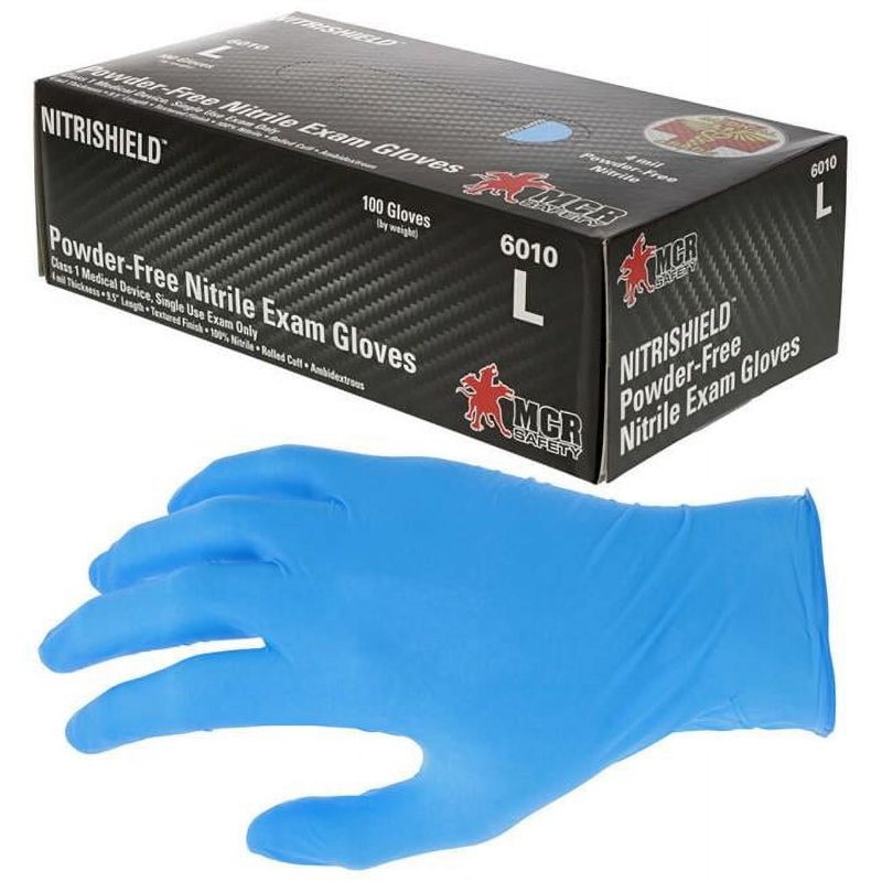 MCR Safety Gloves Blue 4 mil Medical grade Nitrile Disp (6010L)
