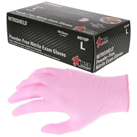 MCR Safety Gloves Pink 4 Mil Medical NBR L S (6010PS)