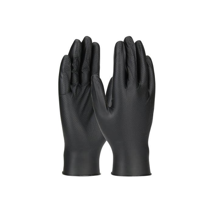 MCR Safety Gloves Black 6 Mil Texture Nitrile PF Disp L (6016BL)