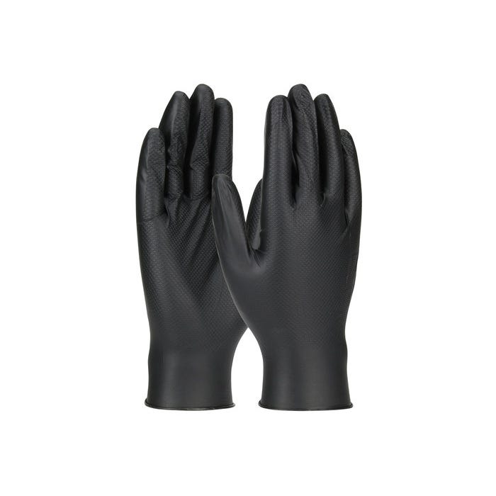 MCR Safety Gloves Black 6 Mil Texture Nitrile PF Disp M (6016BM)