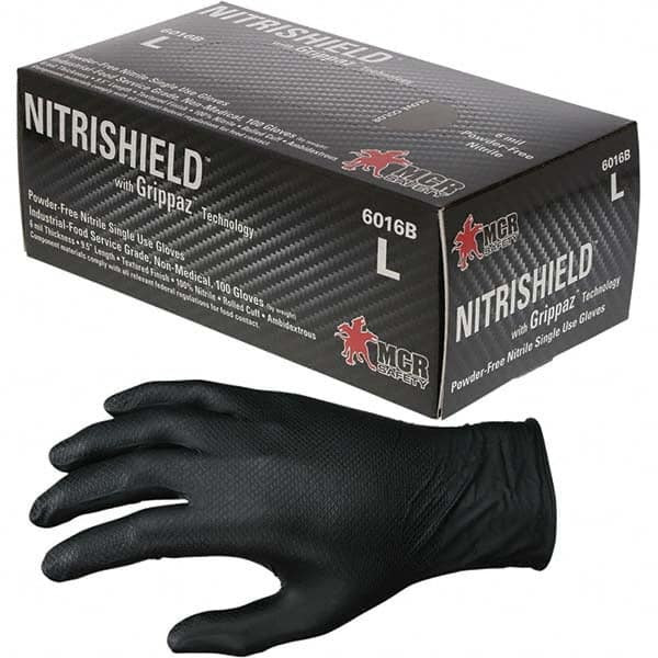 MCR Safety Gloves Black 6 Mil Texture Nitrile PF Disp XL (6016BXL)